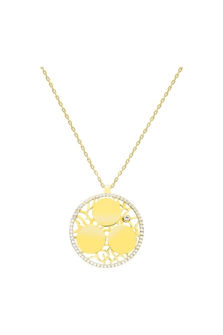 Tesbihane Zirkon Taşlı Gold Renk Kişiye Özel Üç İsim/harf Yazılı 925 Ayar Gümüş Kadın Kolye