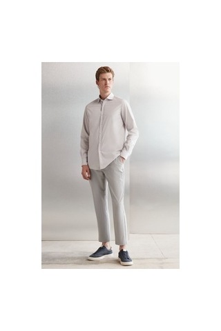5in1Canpolat Açık Gri Slim Fit Erkek Gömlek: %100 Pamuklu Rahat Tasarım 750