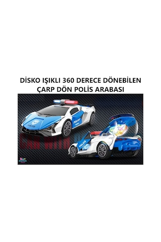 3d Disko Işıklı Ve Müzikli 360 Derece Dönebilen Bugatti Pilli Polis Oyuncak Çarp Dön Araba Mavi-beyaz