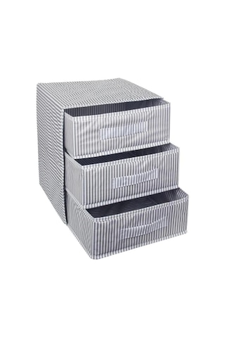 Flosoft Üç Gözlü Çekmece, Çamaşır Eşarp Takı Makyaj Çok Amaçlı Organizer, Üç Bölmeli Düzenleyici Gri