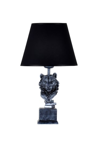Qdec Modern Dizayn Aslan Abajur Gümüş Siyah Diğer