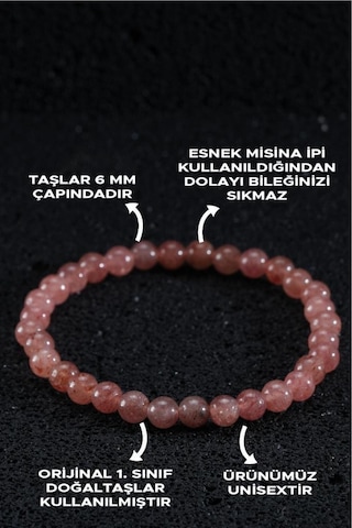 Aşk Ve Güç Bilekliği - Çilek Kuvars - Ruhsal Huzur Ve Sevgi Kombin Bilekliği Pembe