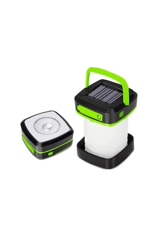 Güneş Enerjili Akordiyon Kamp Lambası Ve Powerbank Açık Ahşap