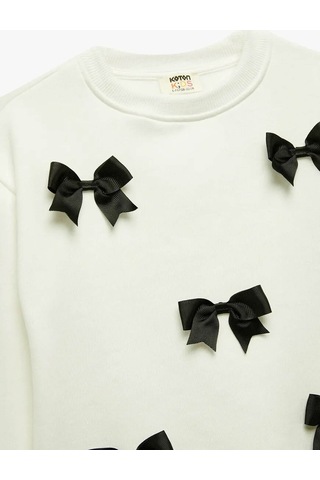 Koton Fiyonklu Ekru Kız Çocuk Sweatshirt 6wkg10088ak Ekru