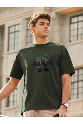 Flood Of Style Erkek Örme Pause Basklı Yeşil