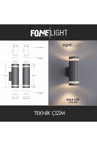 Fonelight Gala Duo Modern Cam Detaylı Çift Yönlü Alüminyum Aplik