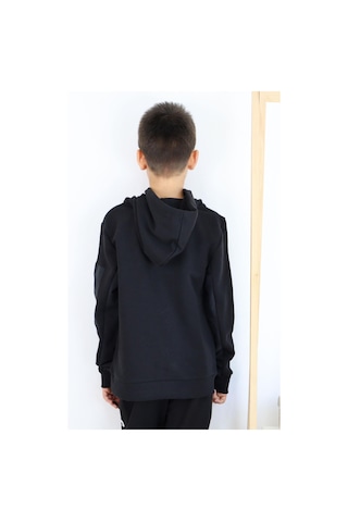 Breeze Erkek Çocuk Sweatshirt Armalı Kolu Cepli Fermuarlı 9-14 Yaş, Siyah Siyah