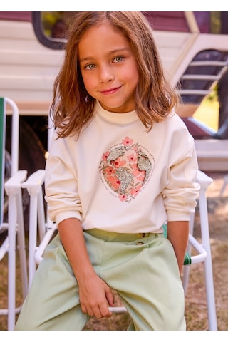Mayoral Kız Çocuk İki İplik Sweatshirt Krem