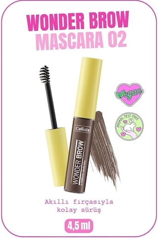 Callista Wonder Brow Eyebrow Mascara Kaş Maskarası - 02 Brown - Kahverengi
