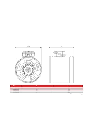 BVN Bahçıvan 25 CM BORAX 250-2K 100 watt 1500 m3/h 2700 DD 220/230 volt Monofaze Aksiyel Kanal Tipi Fan Aspiratör