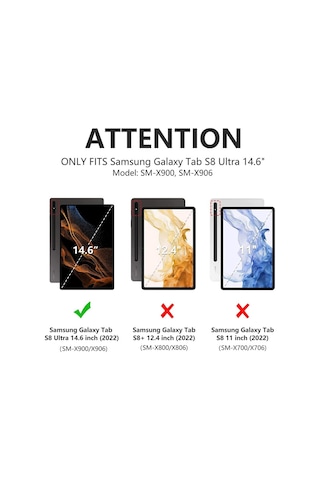 Samsung Galaxy Uyumlu Tab S8 Ultra Sm-x900 X903 X905 X906 Kılıf Kablosuz Klavyeli Kılıf Mobax Türkçe Klavye