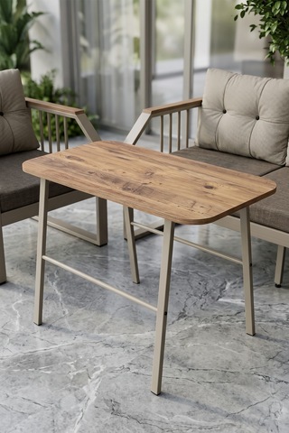 Lavin Serisi 1.sınıf 3+1+1 Bahçe Balkon Oturma Grubu Siyah Metal İskelet Gri Minderli Orta Sehpalı