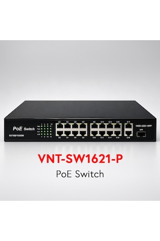 Vnt-sw1621-p 16 Port Full Gıga Poe 2 Port Uplink Gıga 1 Sfp Port Swıtch 250w