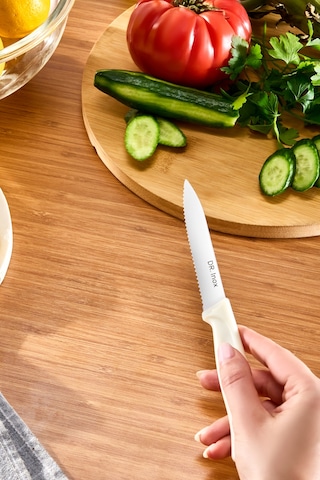 Dr. Inox Tırtıklı Sebze Bçağı Krem 21 Cm Krem