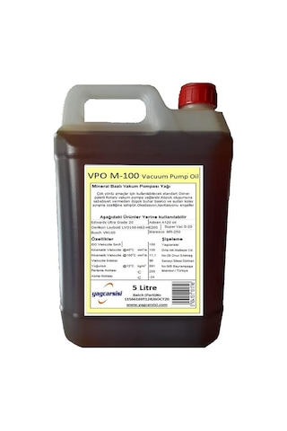 Vpo M-100 Vakum Pompası Yağı Leybold LVO100-N62-HE200- Busch V 5 L