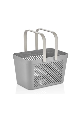 Kulplu Plastik Saklama Sepeti - Çok Amaçlı Düzenleyici Sepet - Tezgah Üstü, Banyo, Mutfak, Ofis - Organizer Sepet - Gri Gri