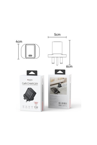 Tongxida Yesıdo Yc82 Pd 30w Hızlı Şarj Güç Adaptörü Type-c Tek Bağlantı Noktalı Gan Duvar Şarj Cihazı Siyah Mobil Cihazlar İçi Siyah