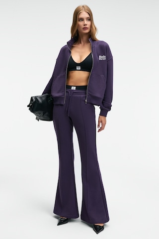 TORINA Kadın Nakış Detaylı Fermuarlı Çift Cepli Relax Mor Ceket