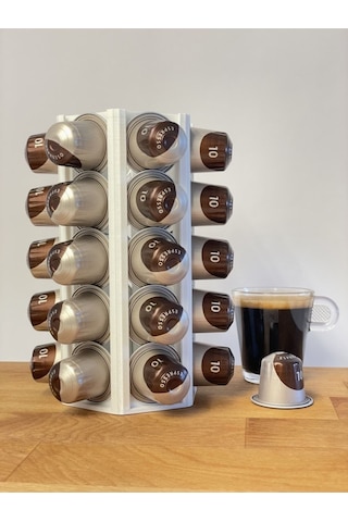 Nespresso Uyumlu Kapsül Kahve Tutucu Stand - 30 Kapsül - Beyaz