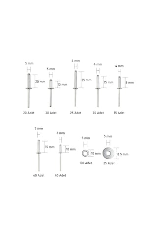 Hardes SH-3001 Aluminyum Pop Perçin Seti 315 Parça
