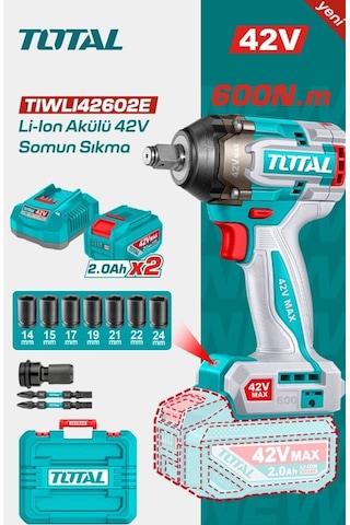 Total TIWLI42602E 42V Akülü Somun Sıkma Makinesi Kömürsüz Motor Li-ion Çift Akü