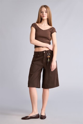 Defacto Normal Bel Kısa Paça Gabardin Bermuda F3133ax26smbn614 Kahve-bn614
