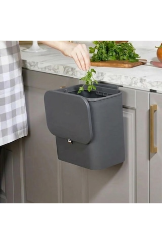 Dolap Kapağına Asılabilir 15 Litre Çöp Kovası, Duvara Yapıştırılabilir Çift Tarafa Açılabilir Mutfak Çöp Diğer