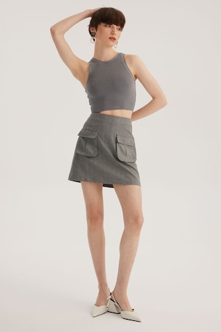 Stella Pulvis Gri Çift Cepli Mini Etek Gri
