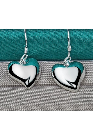 925 Ayar Gümüş Salanan Kalp Küpe