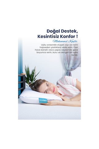 Viscofoam Air Terapi Hava Kanallı Ortopedik Yastık Visco Yastık Mavi 60x40x16cm
