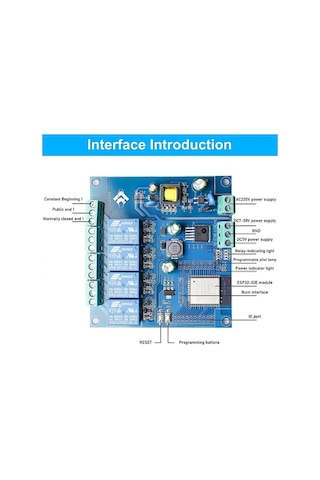Esp32 Wifi Bluetooth 4 Kanal Röle Kartı Esp32-wroom-32e Ac 220v / Dc 5-30v Besleme Destekli