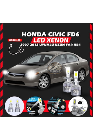 Honda Civic Fd6 2007-2012 Uzun Far Uyumlu Şimşek Etkilii Led Xenon Performance Series Hb4