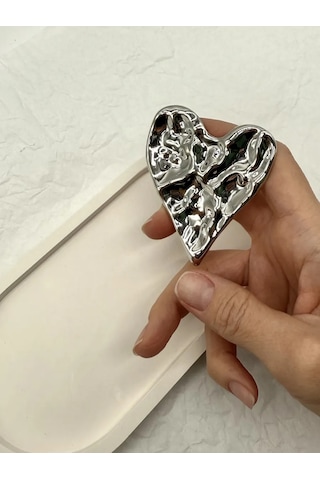 Best Price 34 Elbise Ve Ceket İçin Şık Kalpli Bijuteri Toka 342231421 Gri