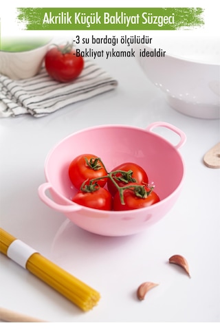 Akrilik Soft Pembe Mini Pirinç Süzgeçi & Bakliyat Süzgeçi 3 Su Bardağı Ölçülü Diğer
