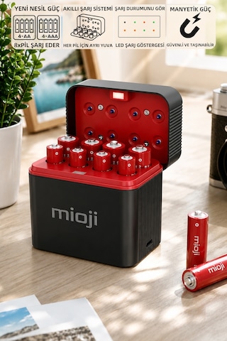 Mioji BT12 AA ve AAA 1.5V Pil Şarj Cihazı Siyah
