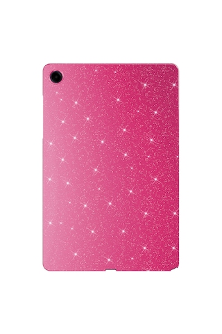 Samsung Galaxy Tab S10 Lite / S10 Fe / S9 Fe 10.9 Uyumlu Simli Parlak Koton Tablet Kılıf Standlı Koruyucu Kapak Koyu Pembe