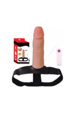 Erofoni İçi Boş Titreşimli 18 CM Süper Realistik Belden Bağlamalı Takma Protez Yapay Vibratör Penis
