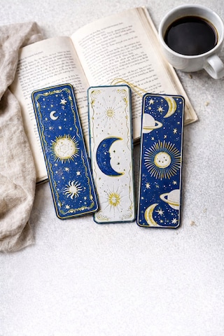 Celestial Night Güneş & Ay Temalı Kitap Ayracı Seti