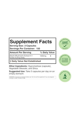 Double Wood Reishi Mushroom Capsules 4:1 Ganoderma Extract, ...