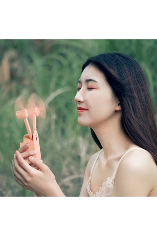 Honmex Beyaz Plastik Elden Tutulan Çift Lale Fan - 3 Hızlı, Fırlatılabilir, Mobil Şarjlı, Sessiz Vantilatör 140x55x42mm