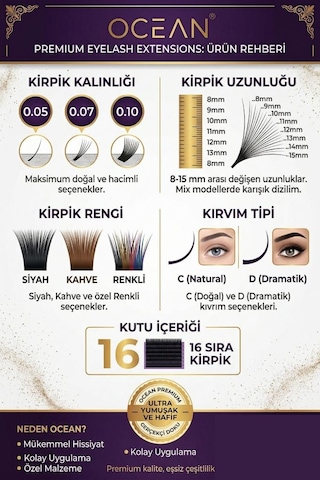 Ocean 0.07c Natural Kıvrım 13 Mm Soft Eyelash Doğal İpek Kirpik 16'lı 27060544