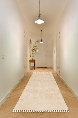 Vl Comfort Düz Saçaklı Peluş Düz Yolluk Bej Vizon Düz Ponpon
