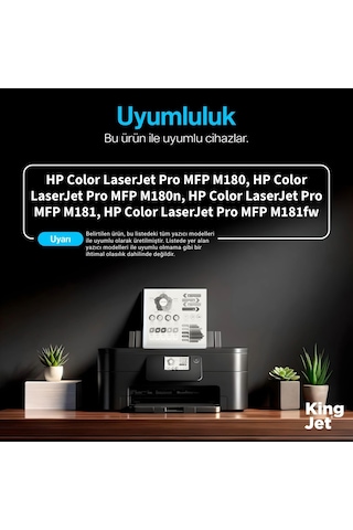 Kingjet Hp Uyumlu Cf531a Mavi Standart Kapasiteli Tekli Çipli Muadil Toner Color Laserjet Pro Mfp M180n 79757873