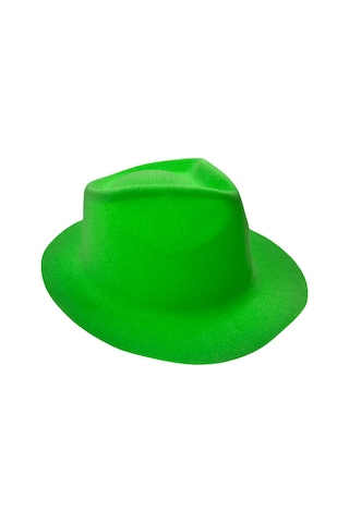 Yeşil Lazer Plastik Kadife Fotr Model Şapka 30x25 Cm