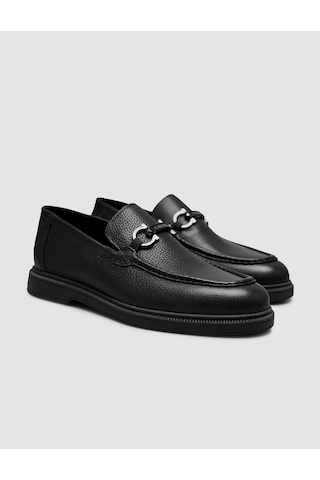 Vesamo Cabani Hakiki Deri Siyah Erkek Loafer Ayakkabı