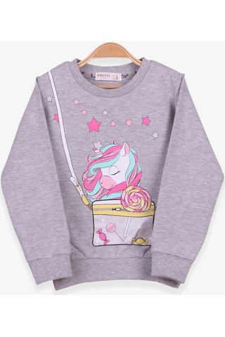 Breeze Kız Çocuk Sweatshirt Unicorn 2-6 Yaş, Gri Melanj-gri Melanj Gri Melanj