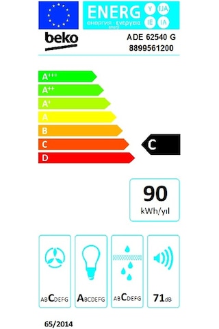 Beko ADE 62540 S Duvar Tipi Davlumbaz Siyah