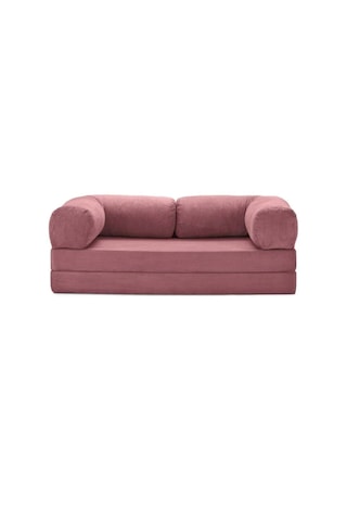 Herev Modüler Kanepe 200x100 50 Dns Süngerli Fitilli Kadife Kumaşlı, Yatak Olabilen, Modern Tasarım Pembe