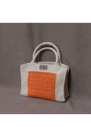 Uretti - Volkan 4975 9340 El Yapımı Kağıt İp El Çantası Krem