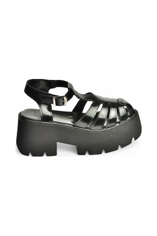 Fox Shoes Y272983109 Siyah Kalın Tabanlı Kadın Sandalet Ayakkabı